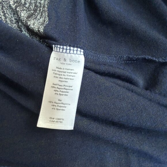 Rag and Bone Womens Blue Charcoal Striped Long Sleeve Hudson Top Small Stretch - Picture 4 of 8